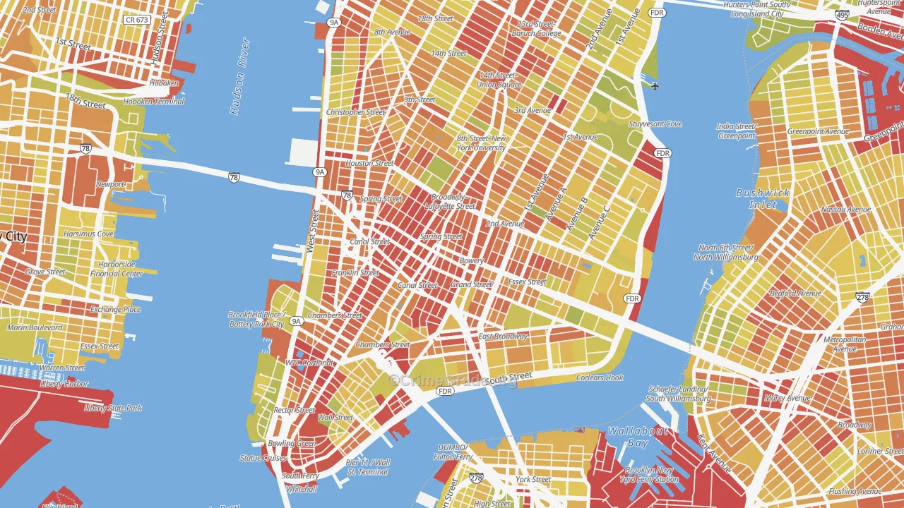 Little Italy, Manhattan, NY Map of Vehicle Theft Rates