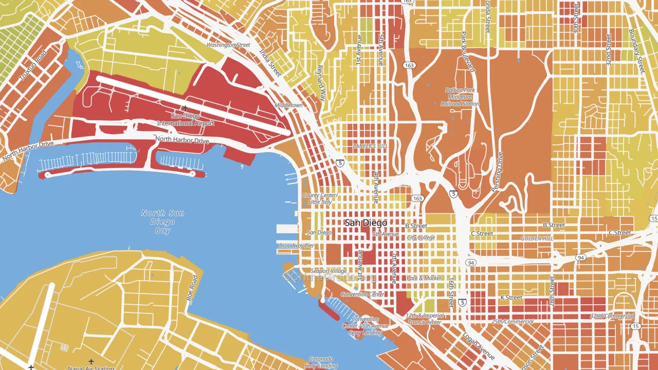Little Italy, San Diego, CA Map of Vehicle Theft Rates