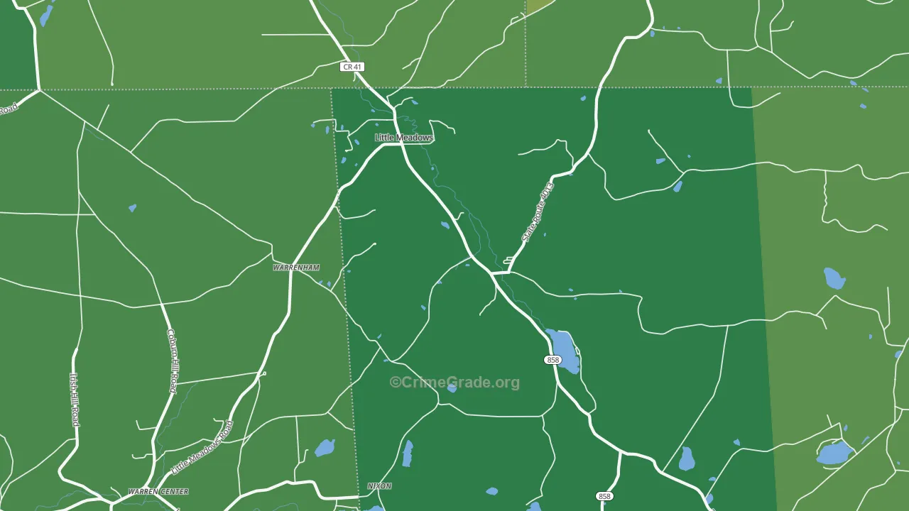 Little Meadows, PA Map of Vehicle Theft Rates