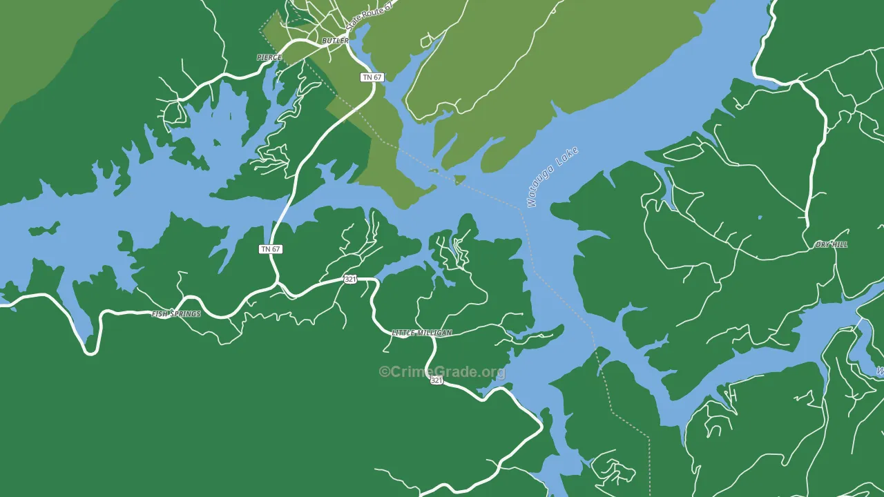 Little Milligan, TN Map of Vehicle Theft Rates