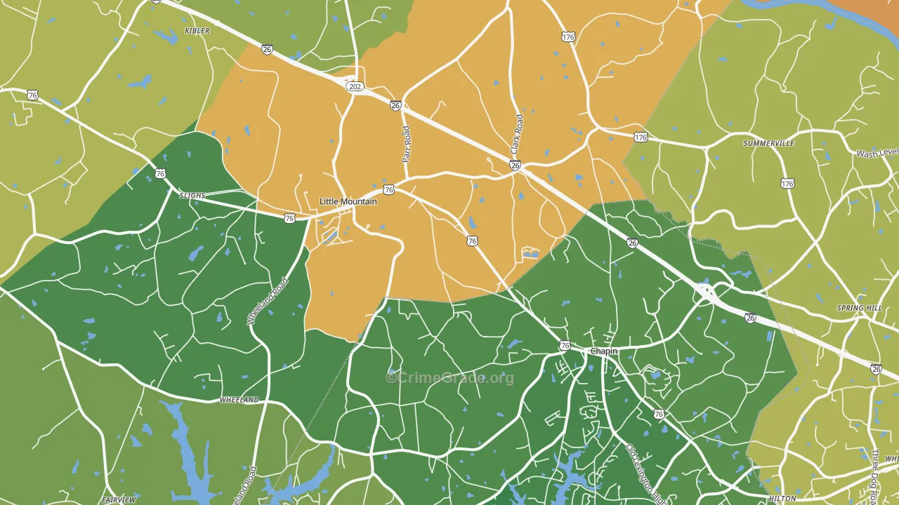Little Mountain, SC Map of Vehicle Theft Rates