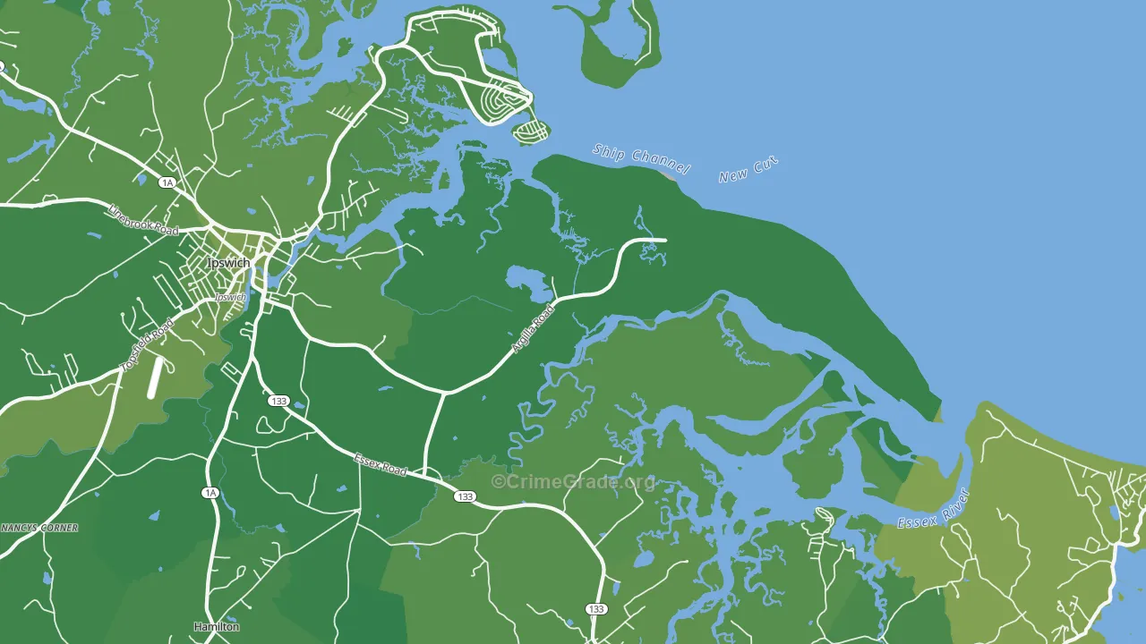 Little Neck, MA Map of Vehicle Theft Rates