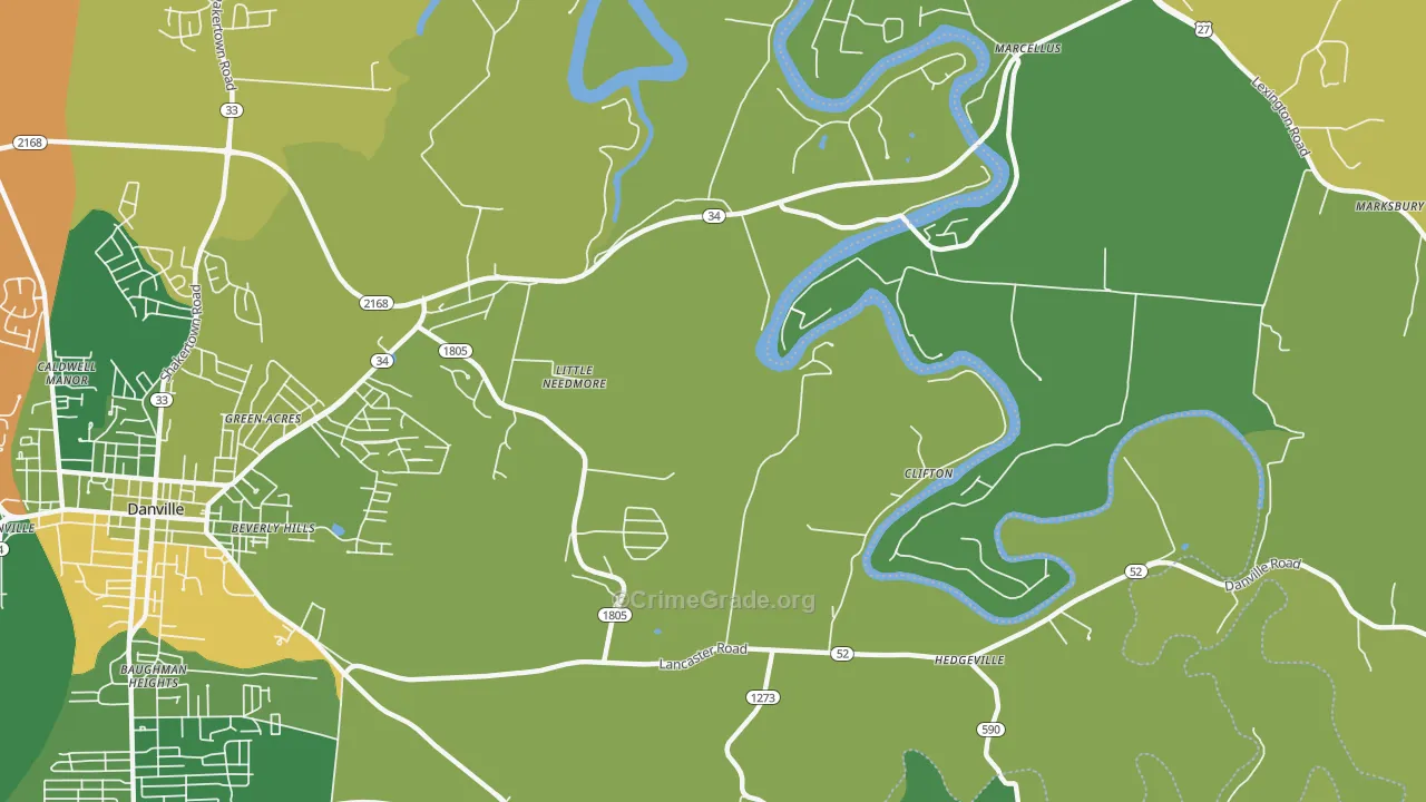Little Needmore, KY Map of Vehicle Theft Rates