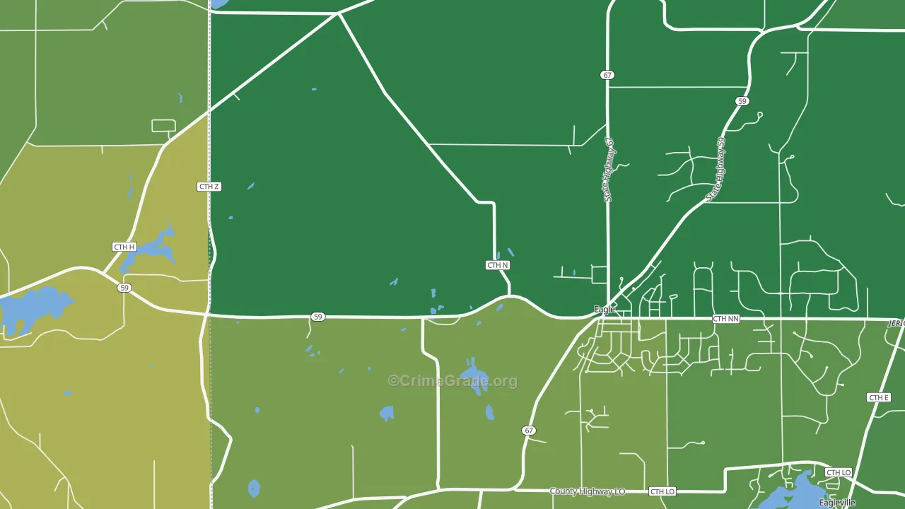 Little Prairie, WI Map of Vehicle Theft Rates