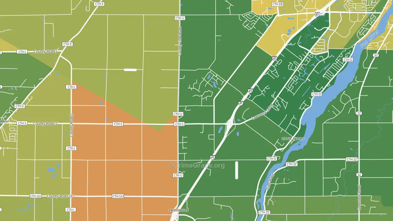 Little Rapids, WI Map of Vehicle Theft Rates