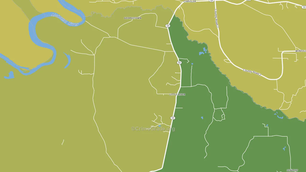 Little River, AL Map of Vehicle Theft Rates