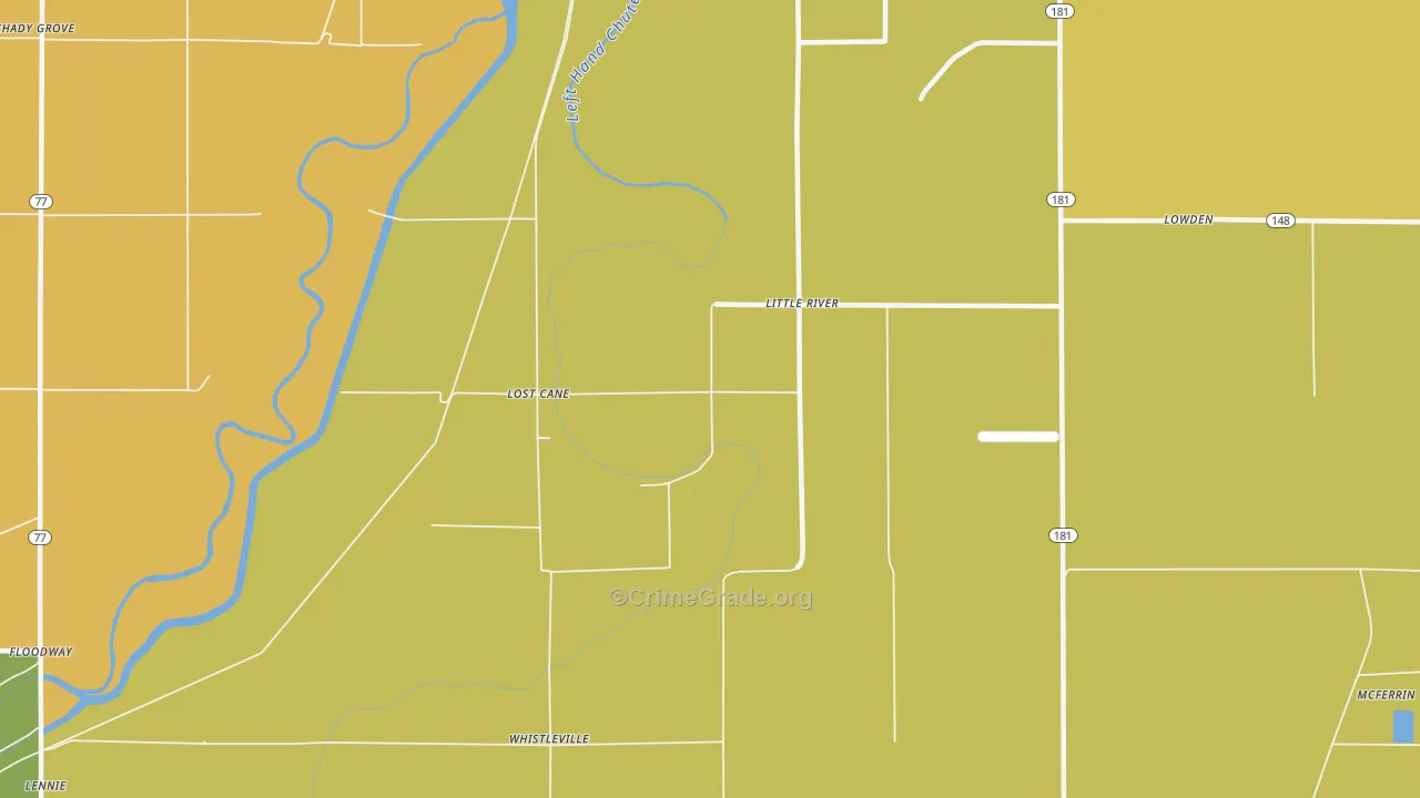 Little River, AR Map of Vehicle Theft Rates