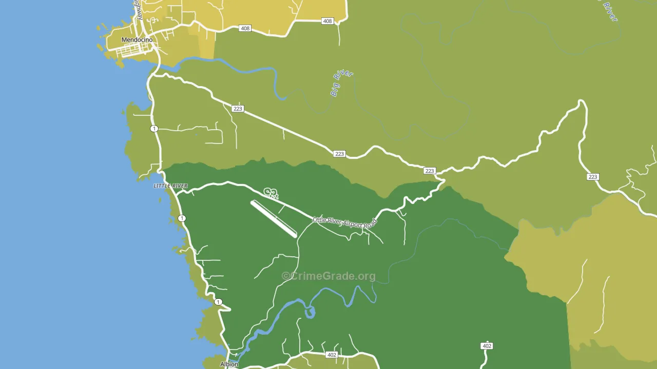 Little River, CA Map of Vehicle Theft Rates