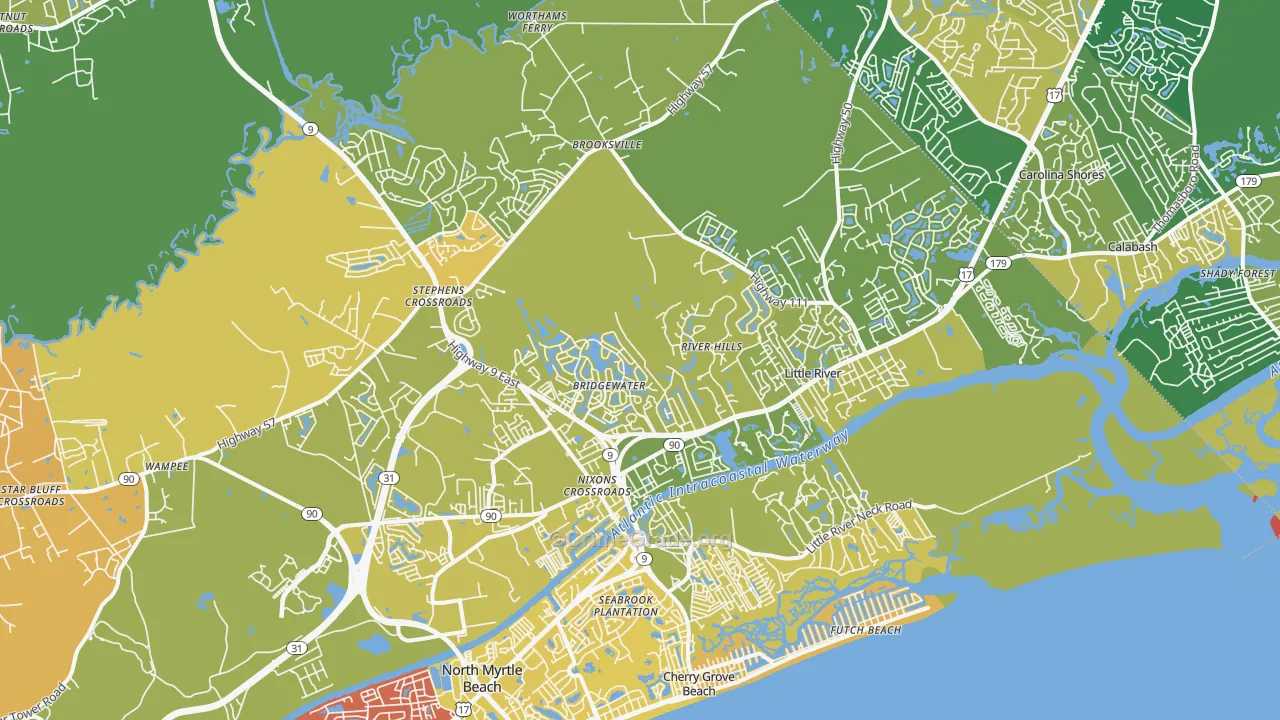 Little River, SC Map of Vehicle Theft Rates