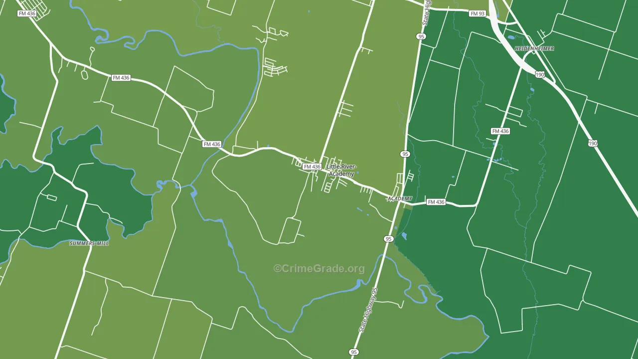 Little River, TX Map of Vehicle Theft Rates