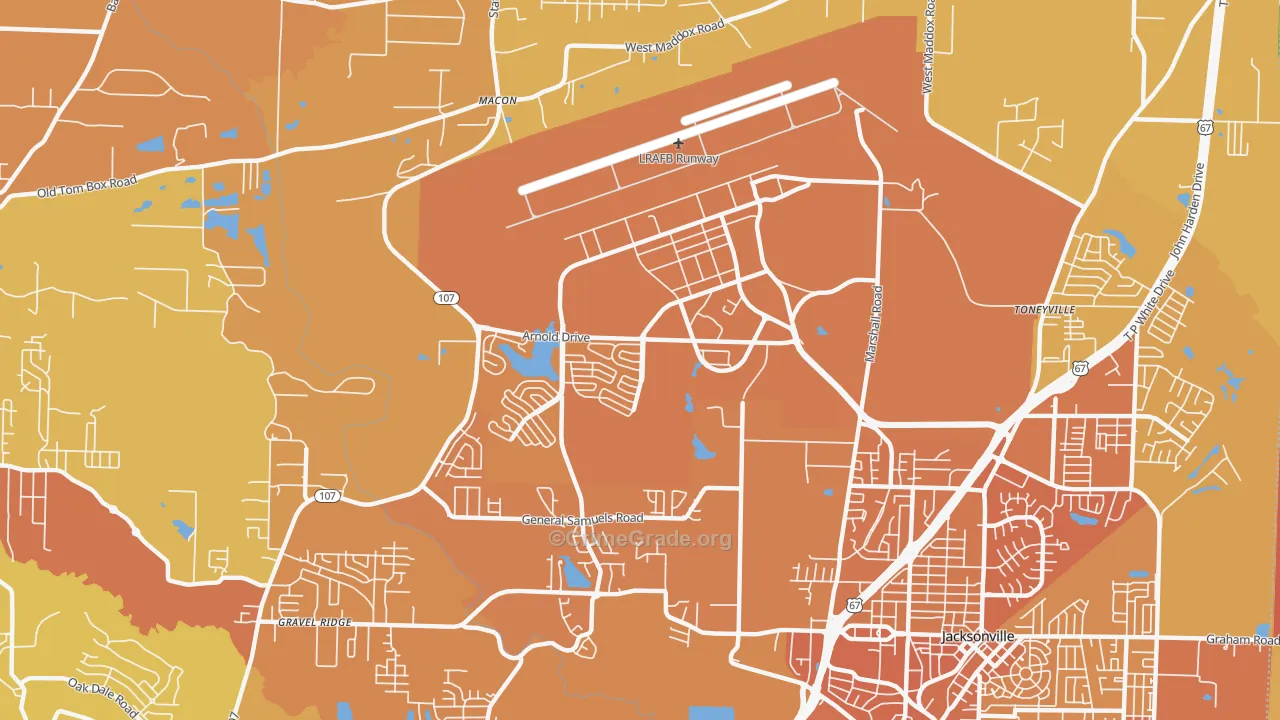 Little Rock Air Force Base, AR Map of Vehicle Theft Rates