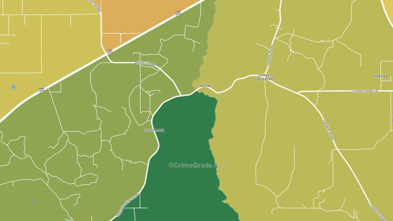 Little Rock, AL Map of Vehicle Theft Rates