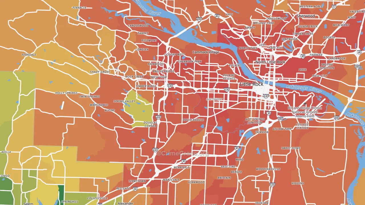 Little Rock, AR Map of Vehicle Theft Rates