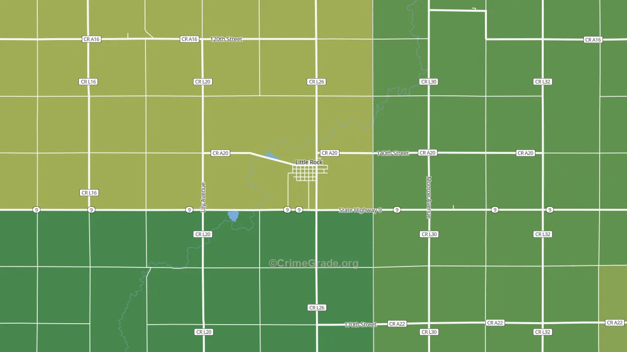 Little Rock, IA Map of Vehicle Theft Rates