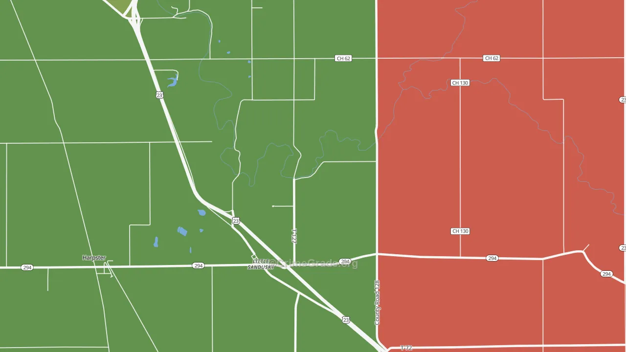 Little Sandusky, OH Map of Vehicle Theft Rates