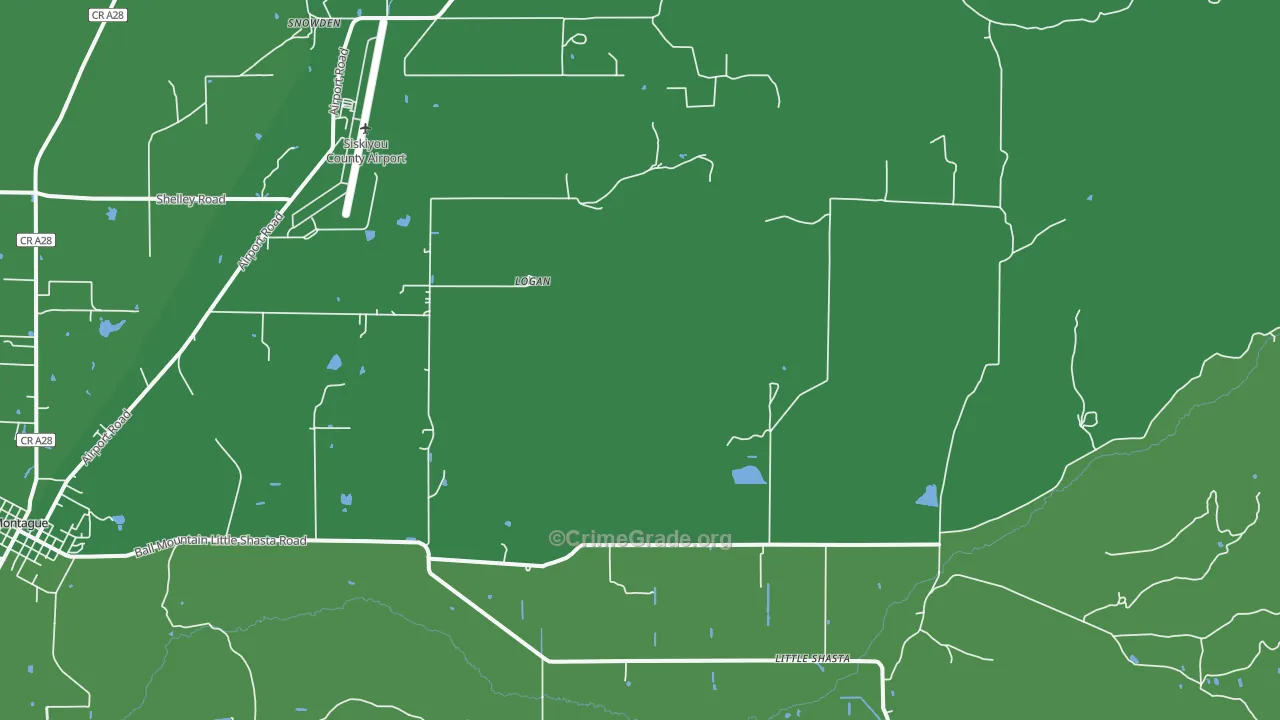 Little Shasta, CA Map of Vehicle Theft Rates