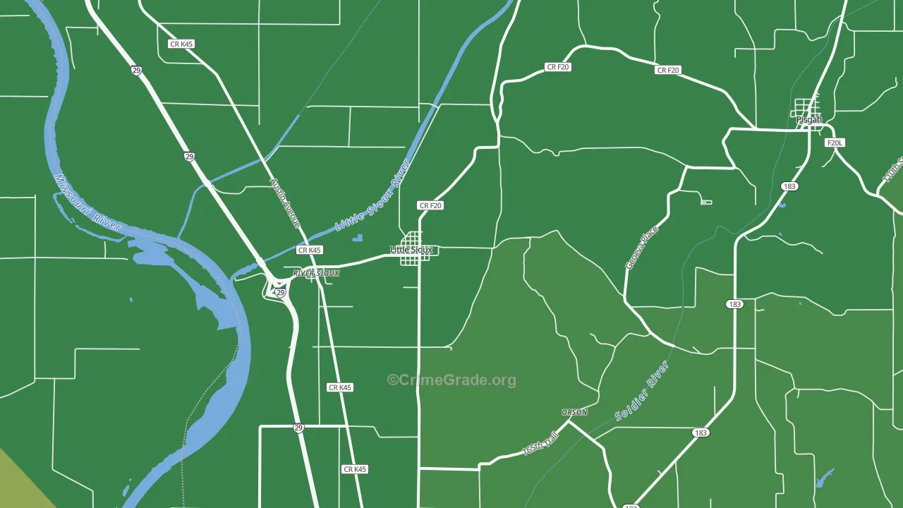 Little Sioux, IA Map of Vehicle Theft Rates