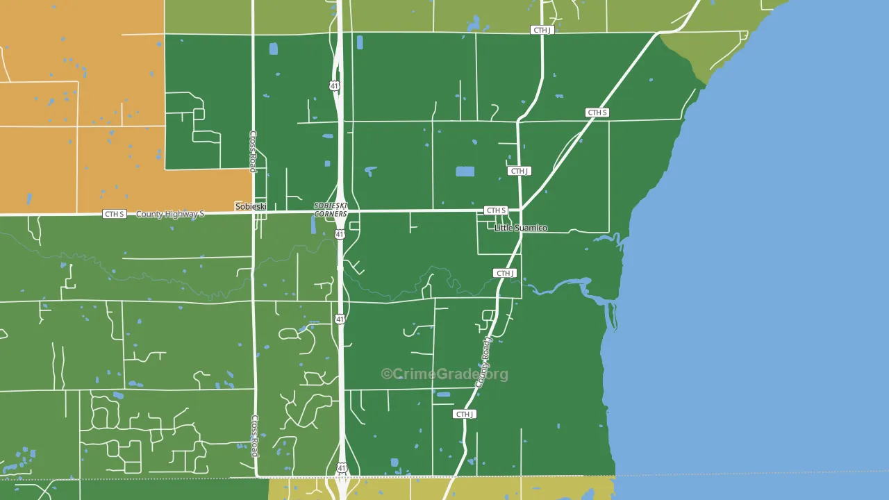 Little Suamico, WI Map of Vehicle Theft Rates