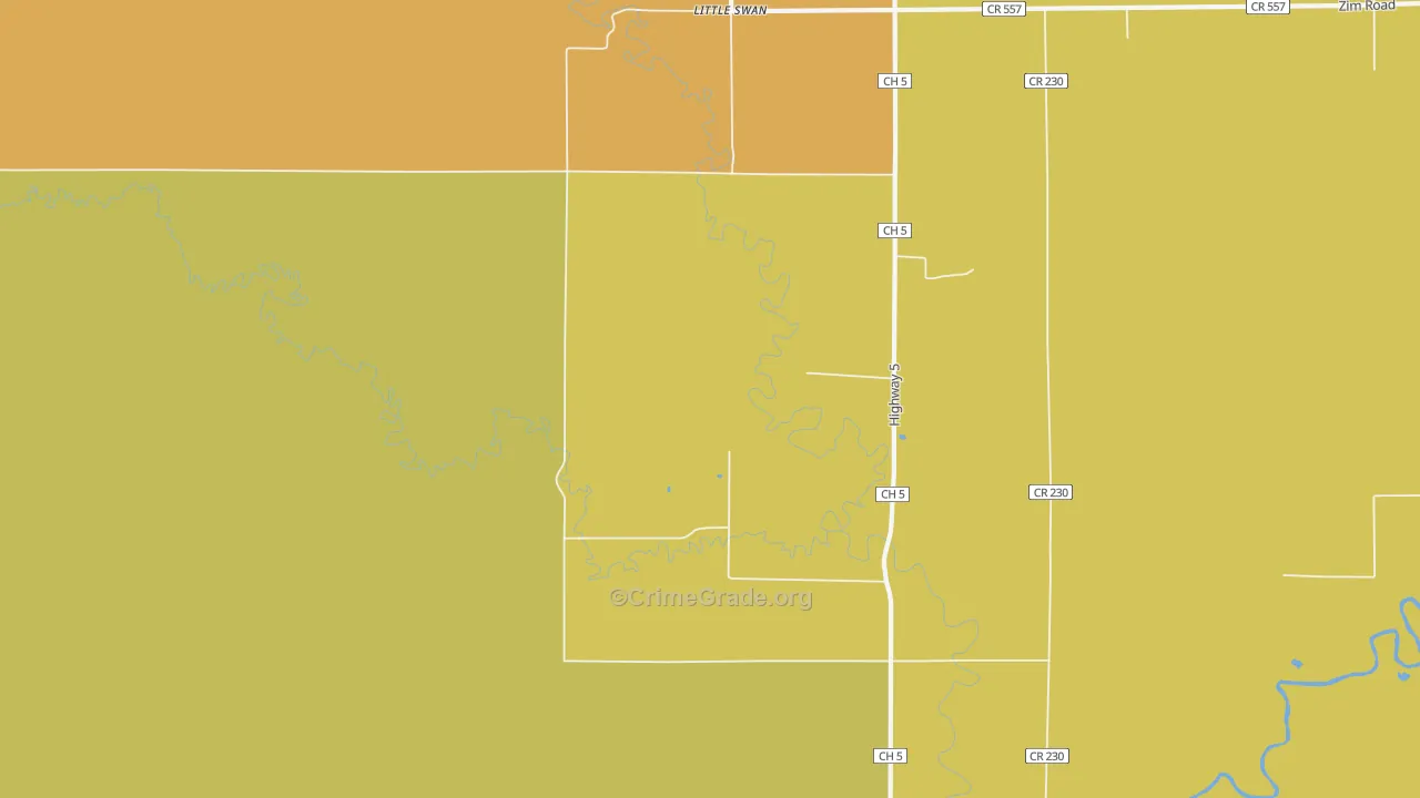 Little Swan, MN Map of Vehicle Theft Rates