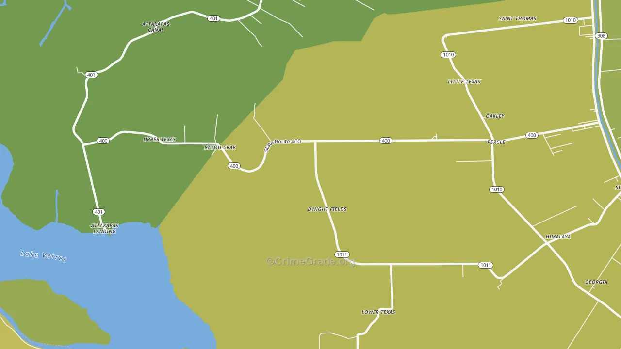 Little Texas, LA Map of Vehicle Theft Rates