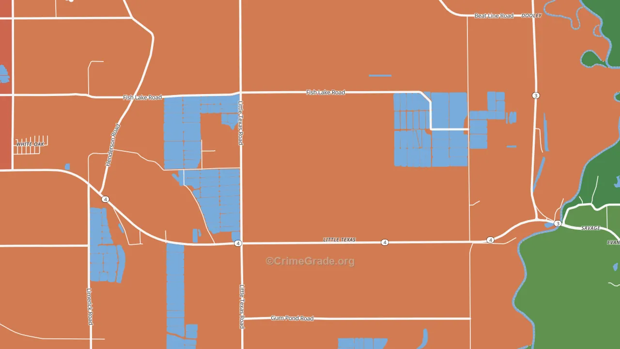Little Texas, MS Map of Vehicle Theft Rates