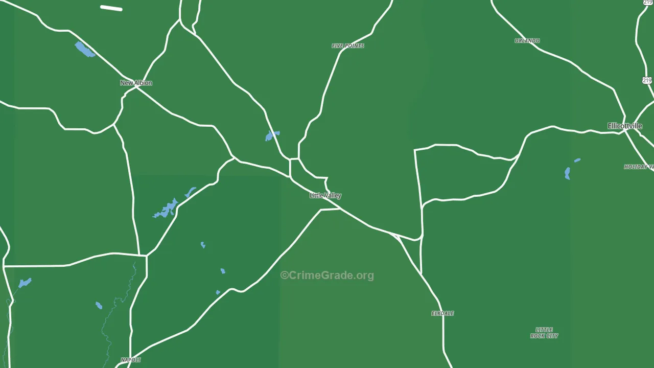 Little Valley, NY Map of Vehicle Theft Rates