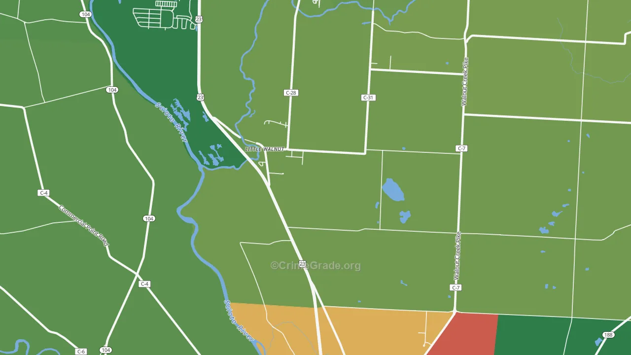Little Walnut, OH Map of Vehicle Theft Rates