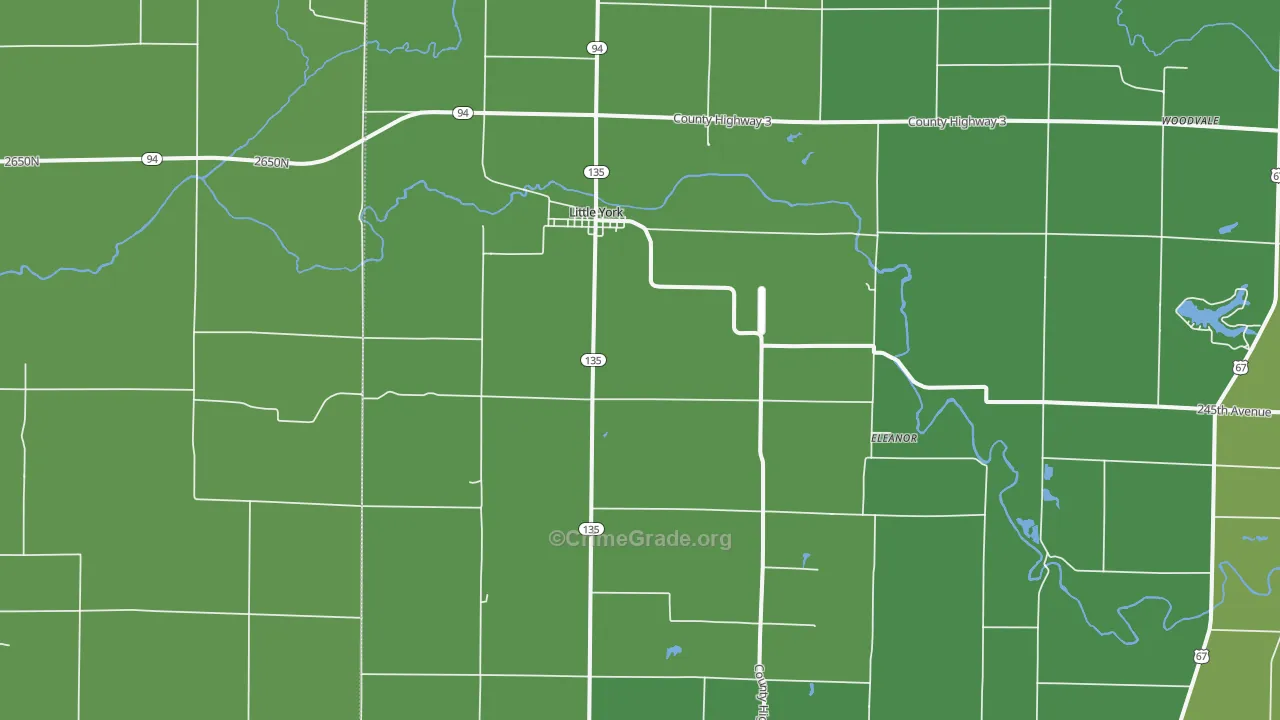 Little York, IL Map of Vehicle Theft Rates