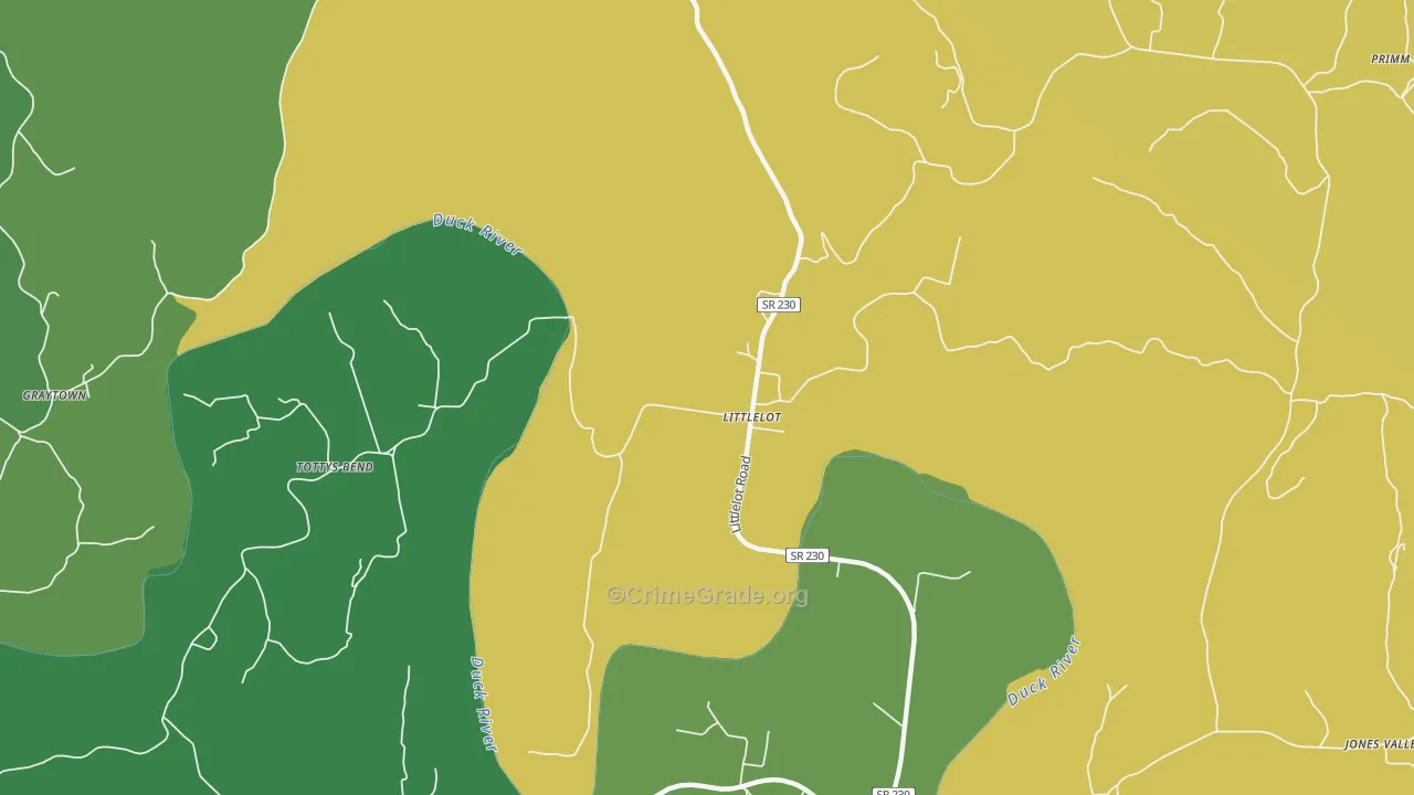 Littlelot, TN Map of Vehicle Theft Rates