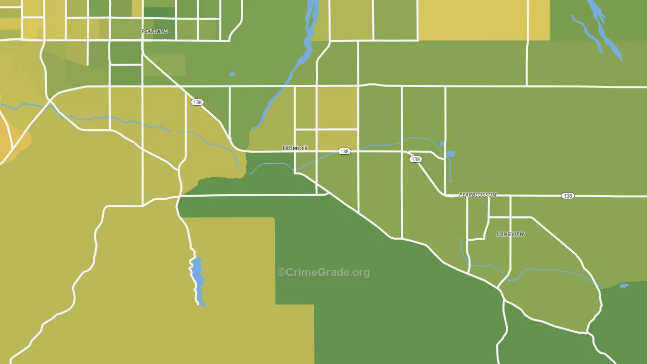 Littlerock, CA Map of Vehicle Theft Rates