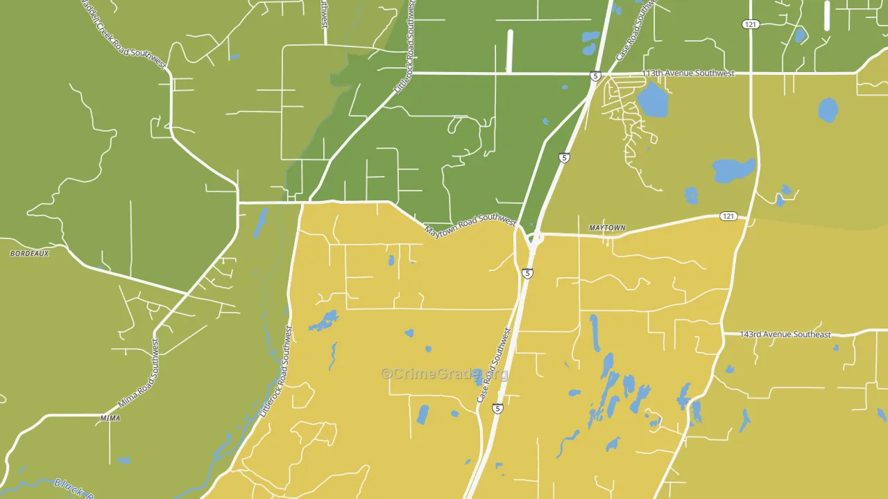 Littlerock, WA Map of Vehicle Theft Rates