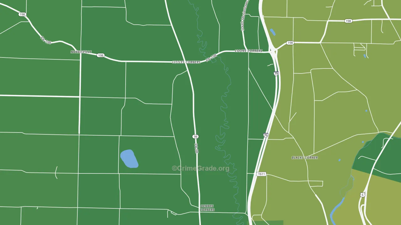 Littles Corners, PA Map of Vehicle Theft Rates