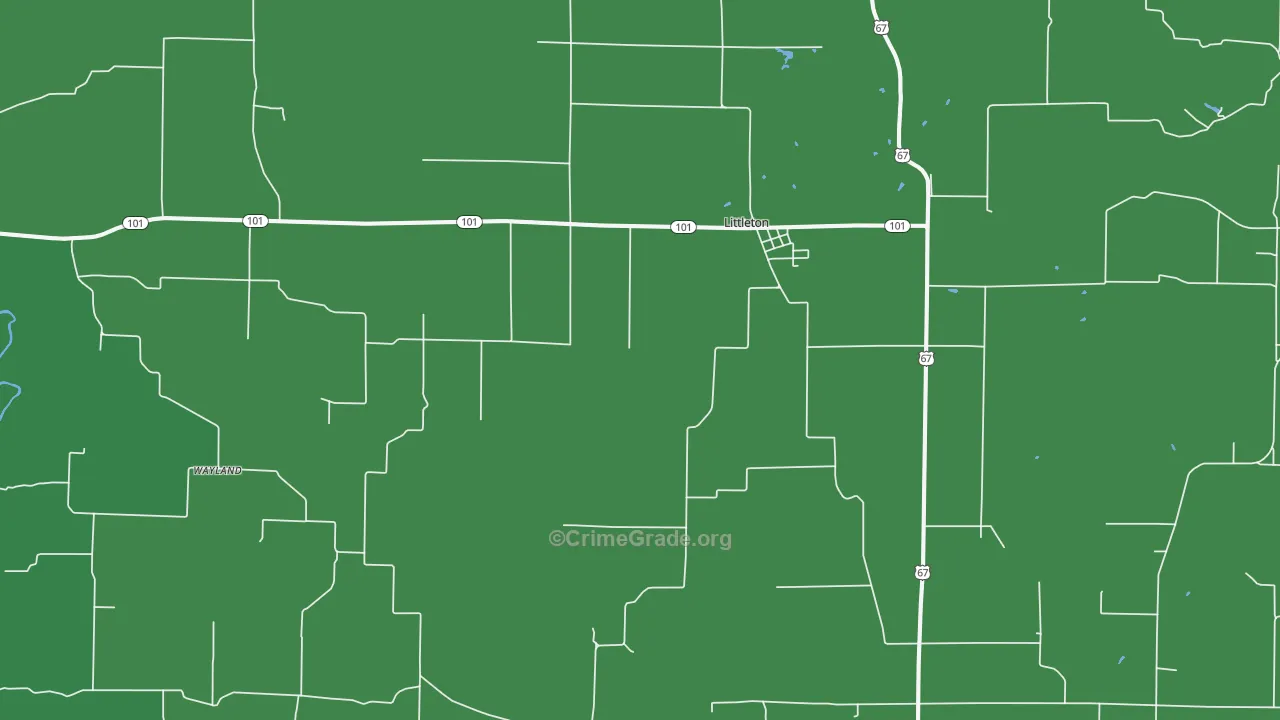 Littleton, IL Map of Vehicle Theft Rates