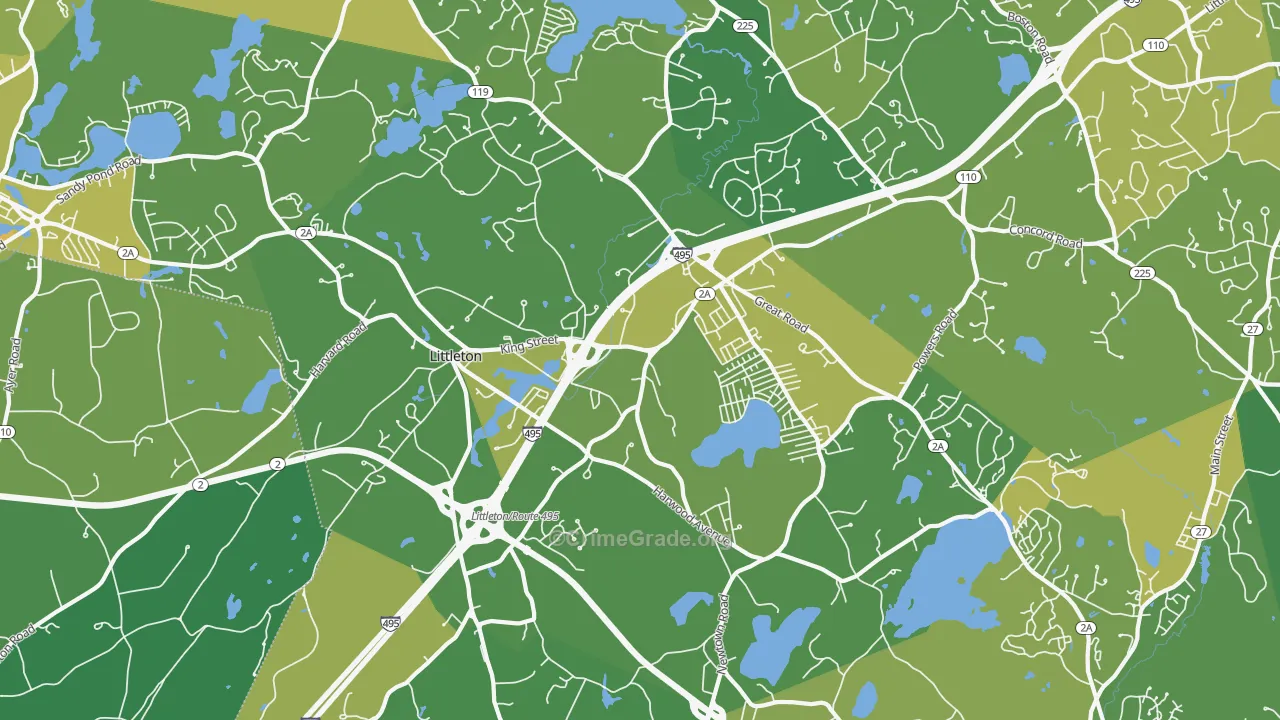 Littleton, MA Map of Vehicle Theft Rates