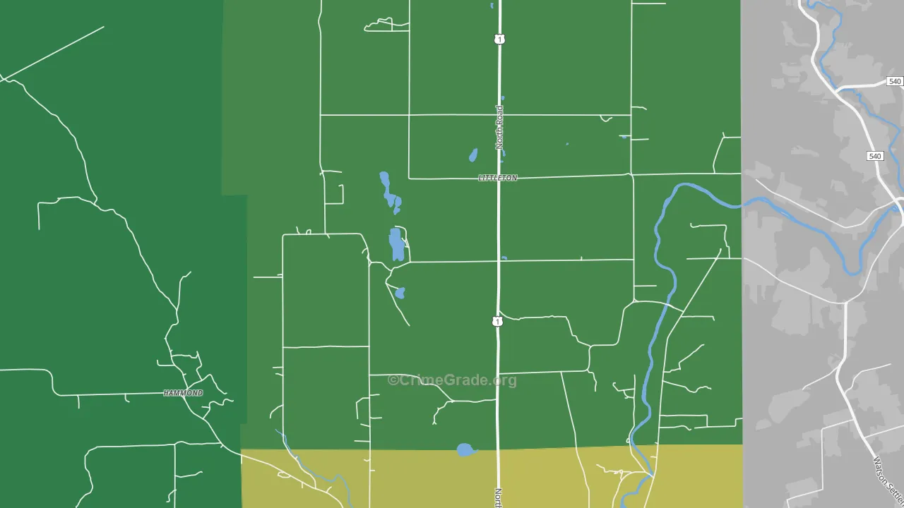 Littleton, ME Map of Vehicle Theft Rates
