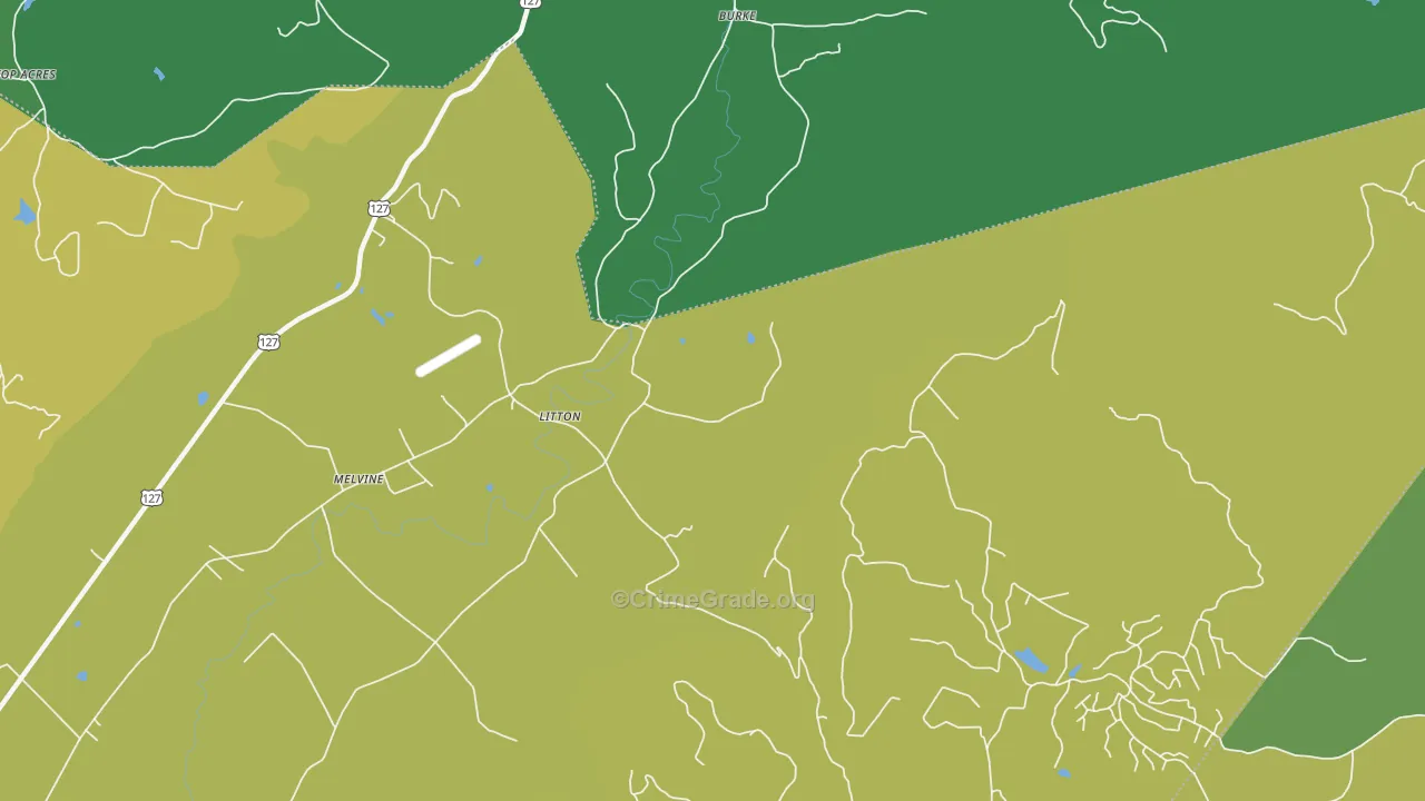 Litton, TN Map of Vehicle Theft Rates
