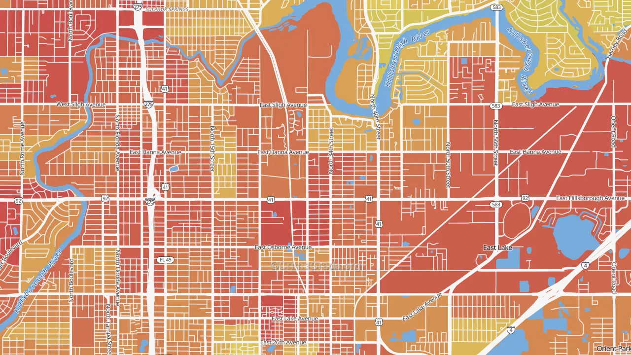Live Oaks Square, Tampa, FL Map of Vehicle Theft Rates