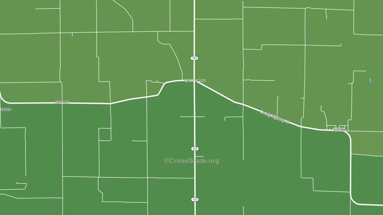 Lively Grove, IL Map of Vehicle Theft Rates