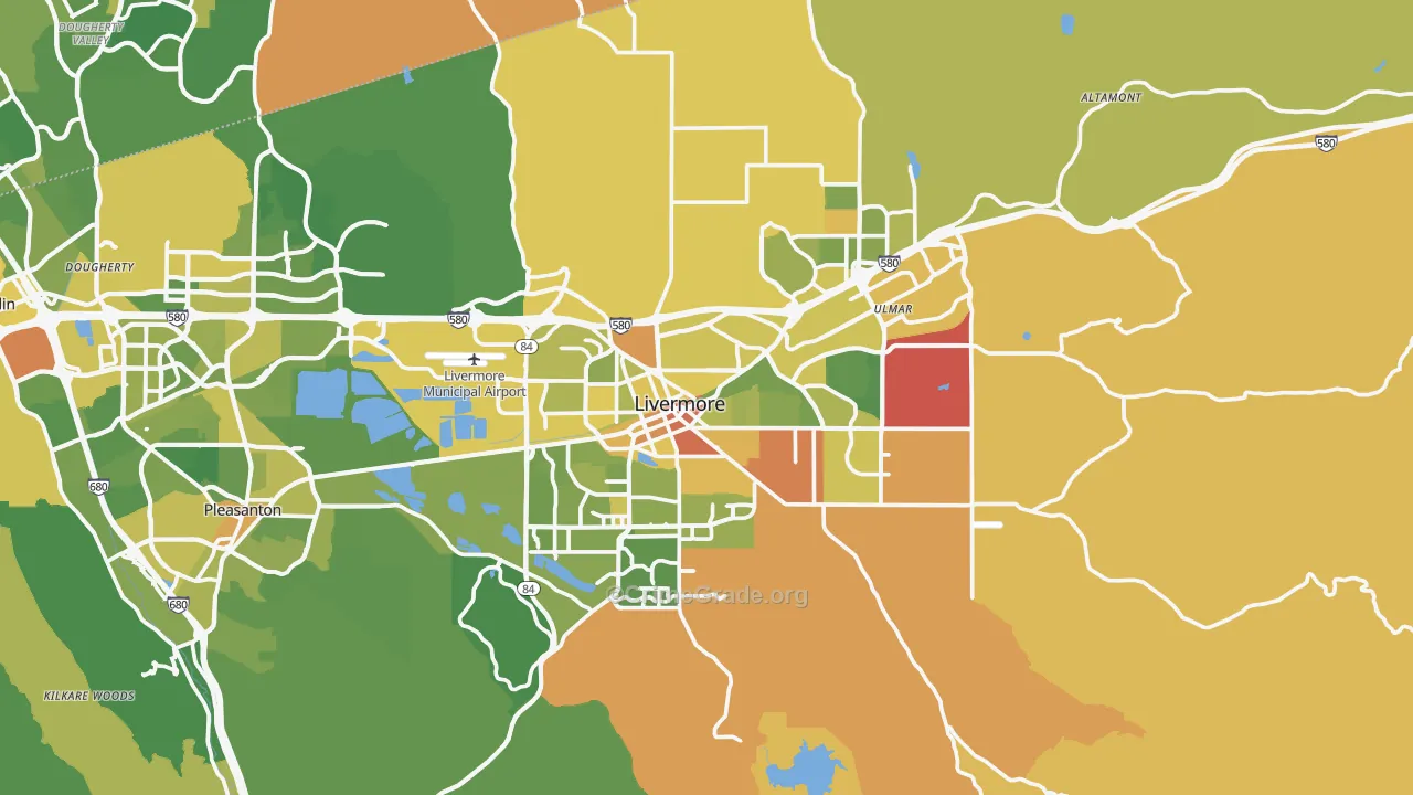 Livermore, CA Map of Vehicle Theft Rates