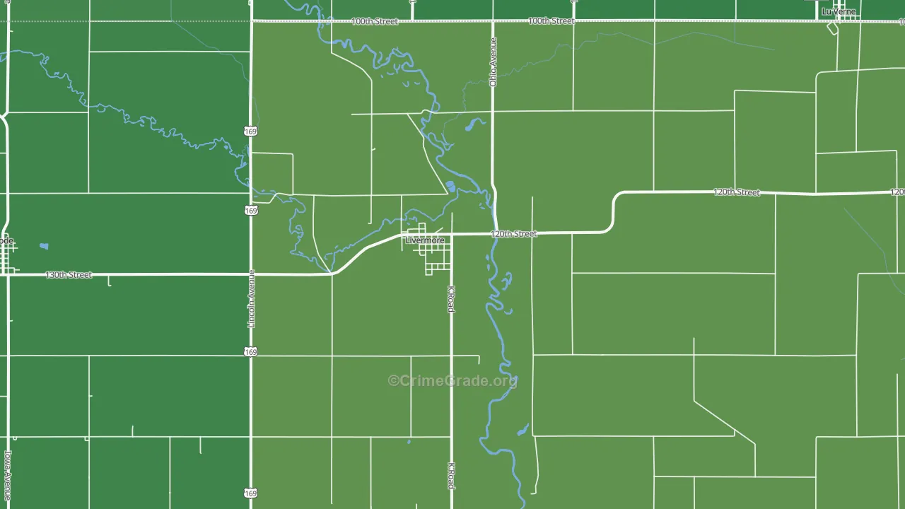 Livermore, IA Map of Vehicle Theft Rates
