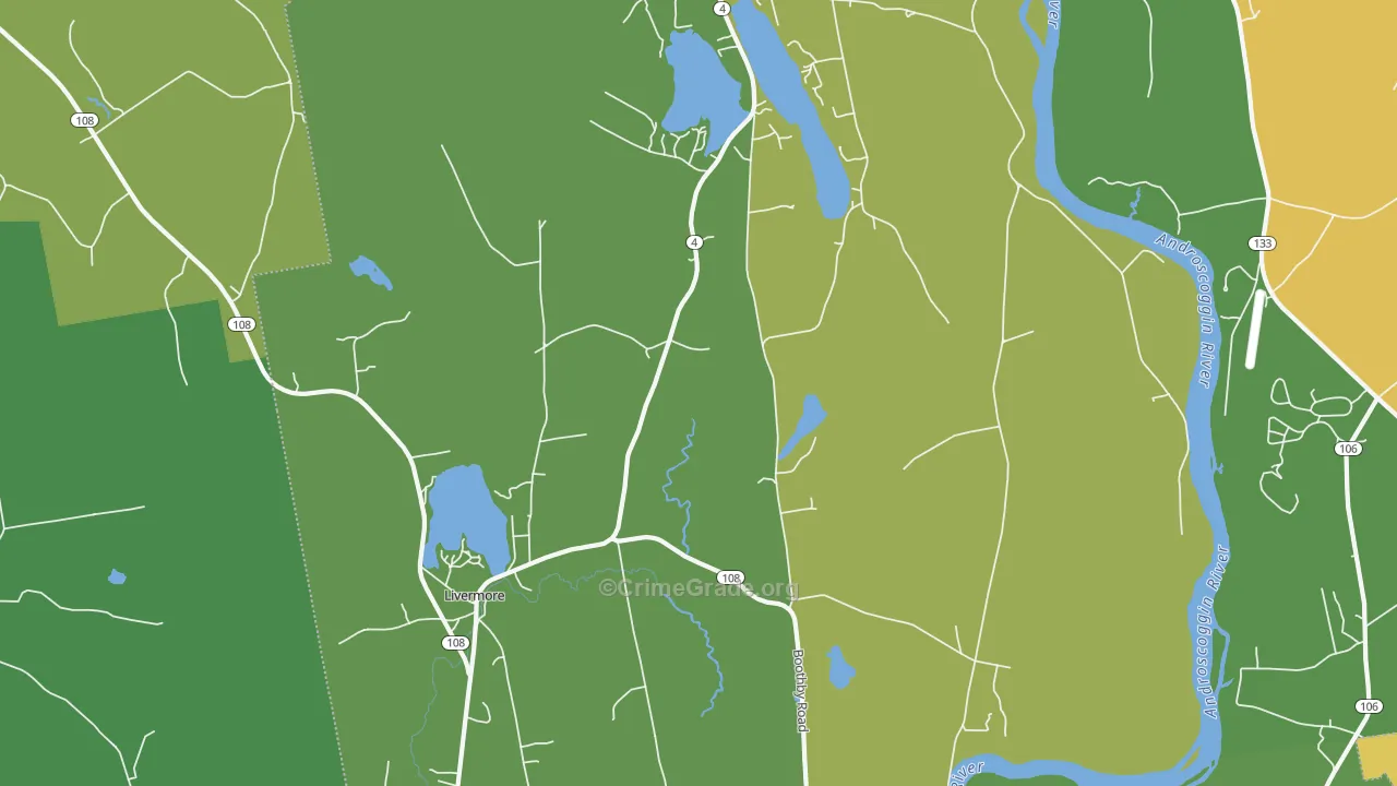 Livermore, ME Map of Vehicle Theft Rates