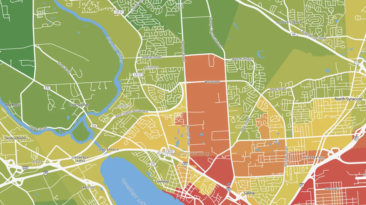 Liverpool, NY Map of Vehicle Theft Rates