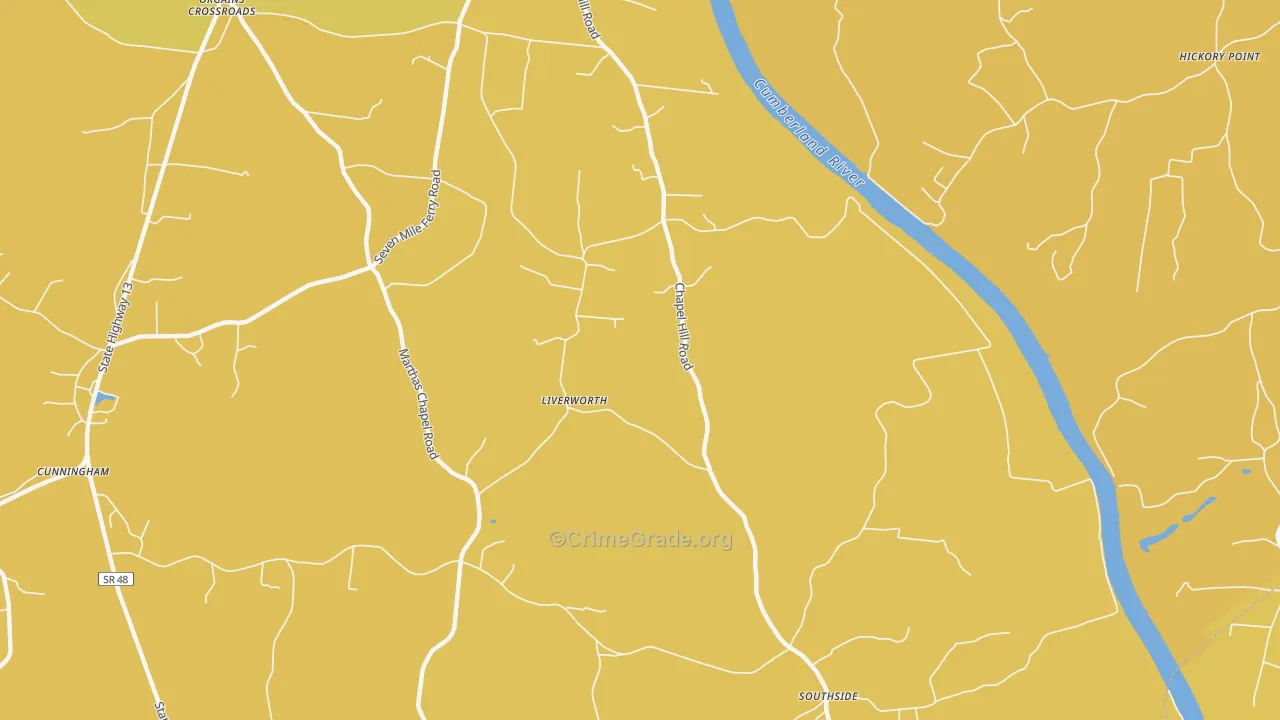Liverwort, TN Map of Vehicle Theft Rates