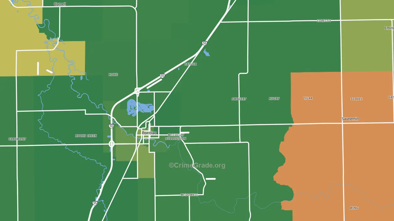 Livingston County, IL Map of Vehicle Theft Rates