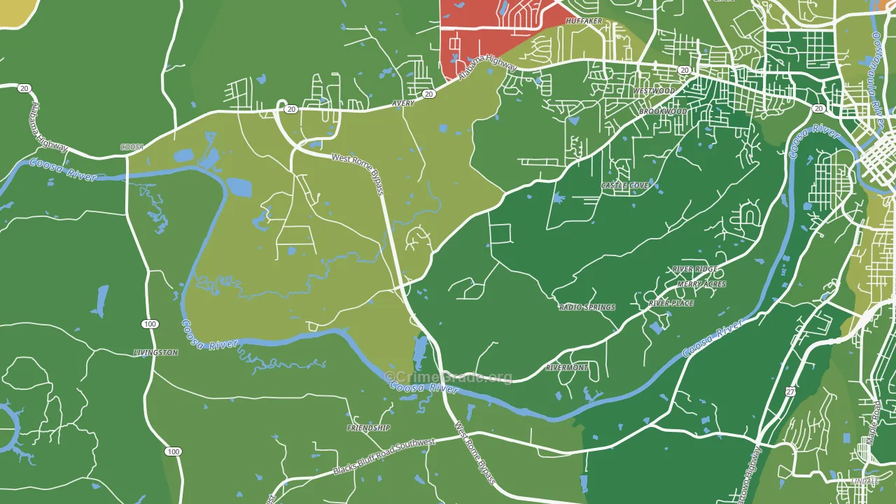 Livingston, GA Map of Vehicle Theft Rates