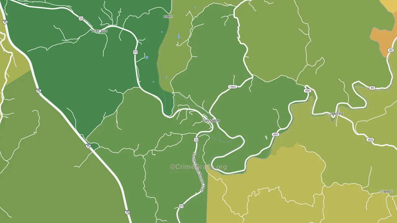 Livingston, KY Map of Vehicle Theft Rates