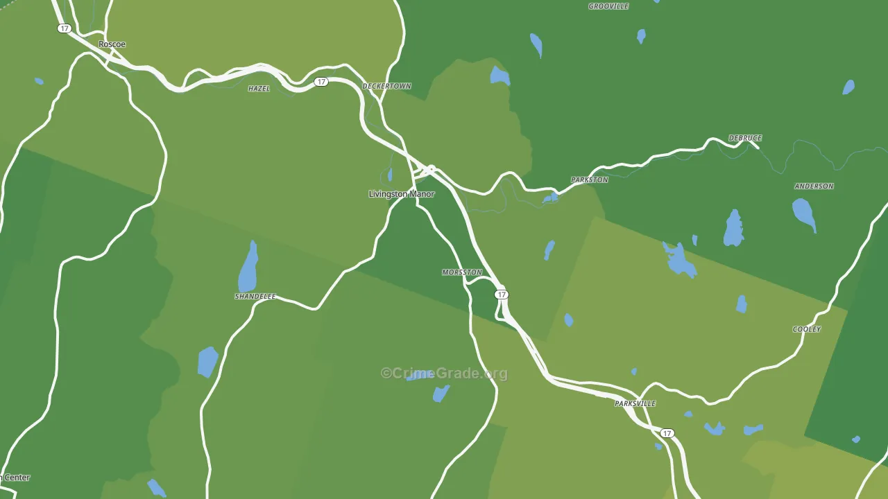 Livingston Manor, NY Map of Vehicle Theft Rates