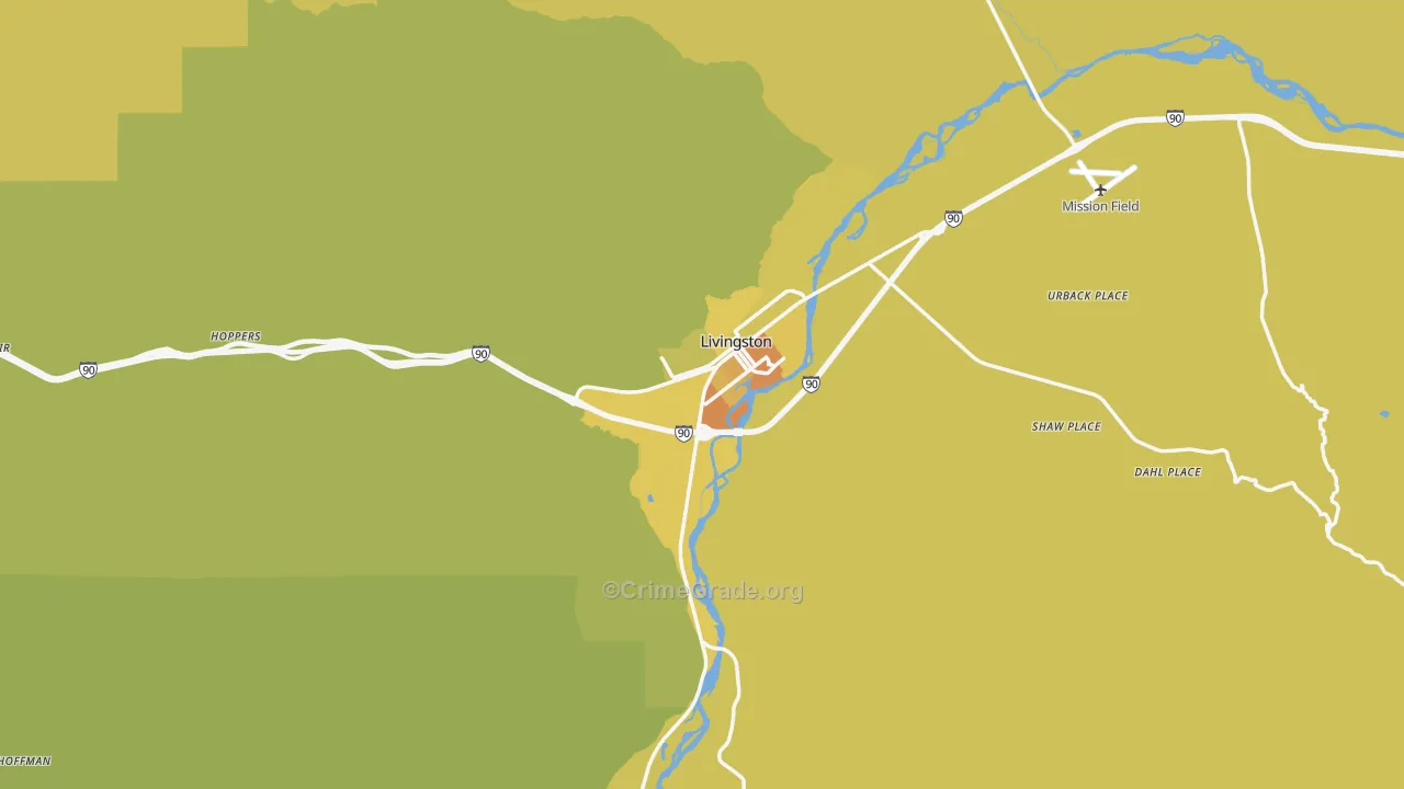 Livingston, MT Map of Vehicle Theft Rates
