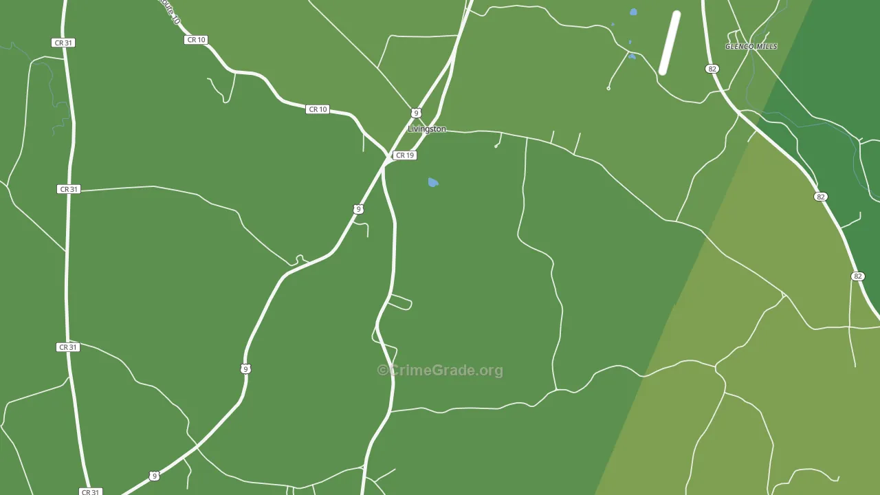 Livingston, NY Map of Vehicle Theft Rates