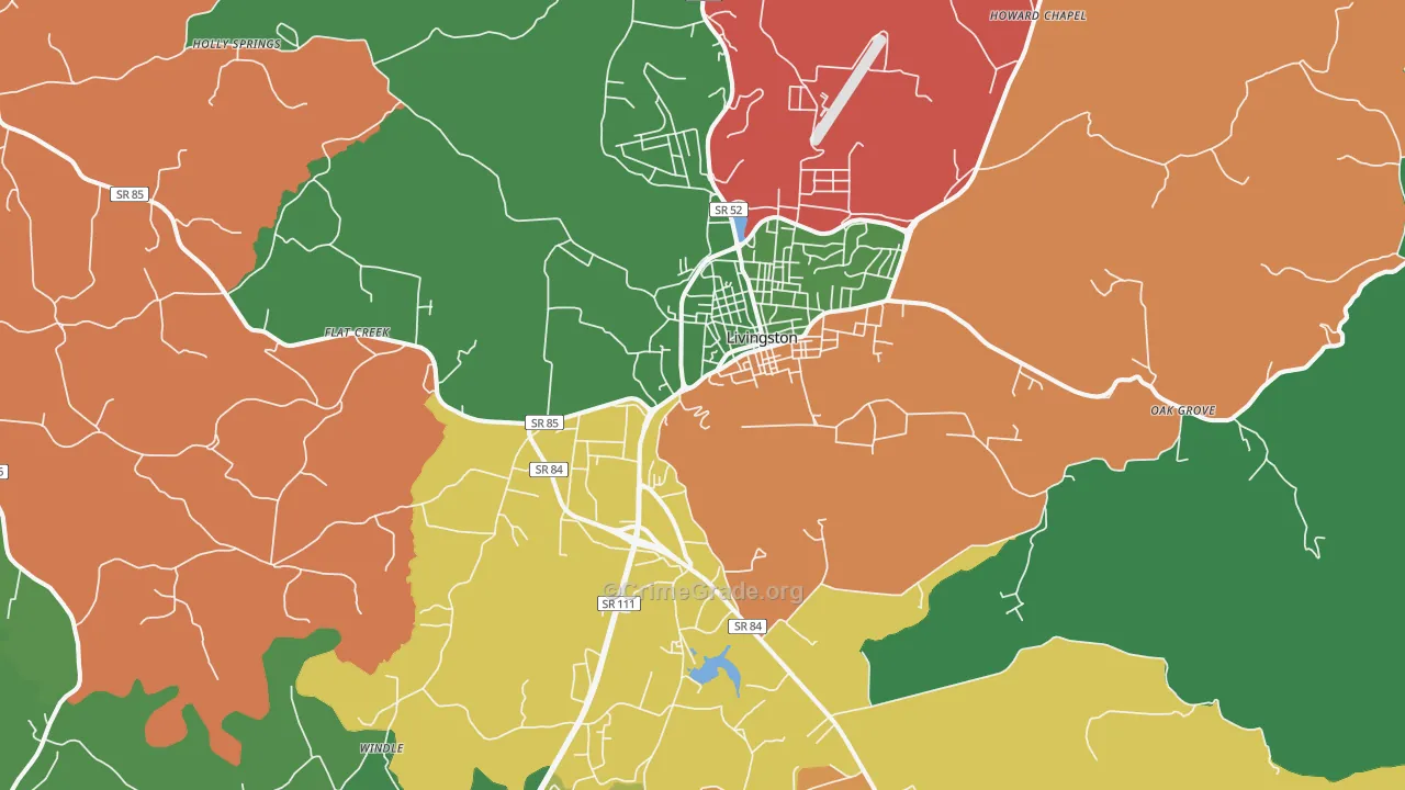 Livingston, TN Map of Vehicle Theft Rates